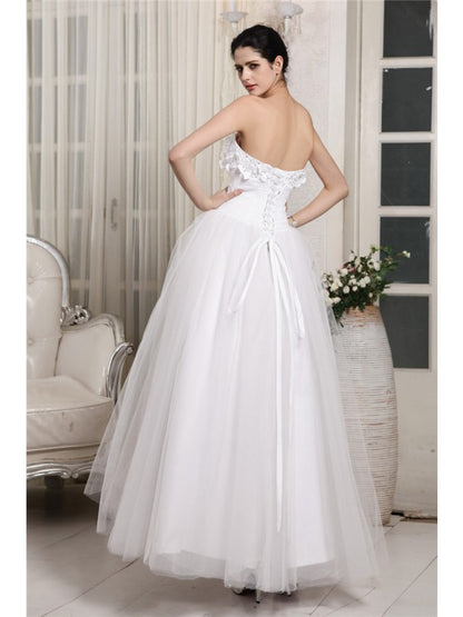 Ball Gown Sweetheart Sleeveless Beading Long Organza Wedding Dresses