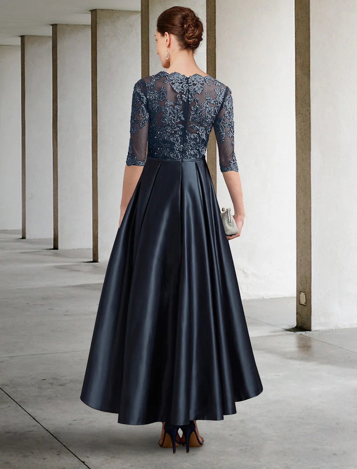 A-Line Mother of the Bride Dress Formal Wedding Guest Elegant Jewel Ne ...